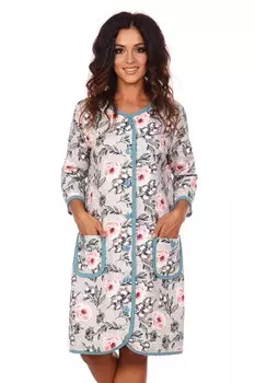 Халат трикотажный Эми (цветы на бежевом)