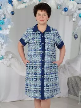 Халат трикотажный Кастодия (ментолово-синий) рр