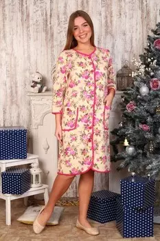 Халат трикотажный Лотос (желто-розовый) рр