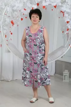 Халат трикотажный Мэрид (серо-розовый) рр