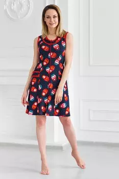 Халат трикотажный Матрешки (синий)