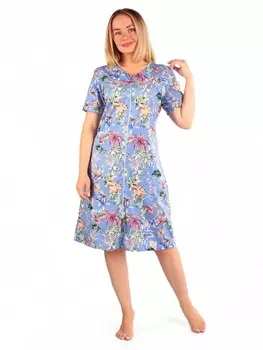 Халат трикотажный Нарцисс (цветы на голубом) рр