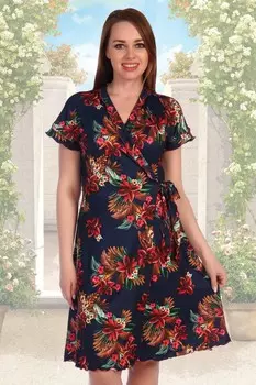 Халат трикотажный Панси (красные цветы)