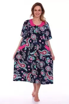 Халат трикотажный Пейсли (розово-синий)