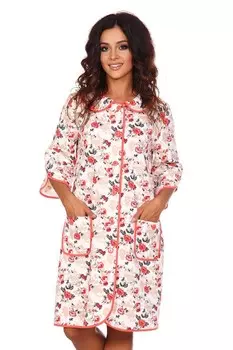 Халат трикотажный Персея (бежевые цветы)