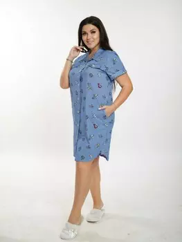 Халат трикотажный Полианна (индиго) рр