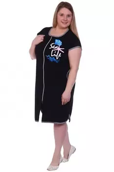 Халат трикотажный Ракушка (черный)