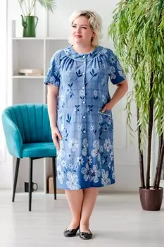 Халат трикотажный Реглан (синий)