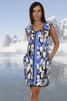 Халат трикотажный Санди (пингвины)