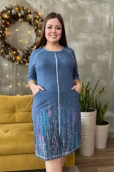 Халат трикотажный Тобаско (индиго)