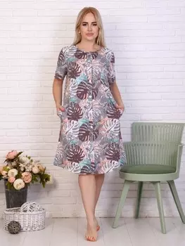 Халат трикотажный Веста (листья)