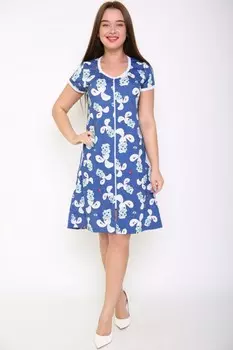 Халат трикотажный Зайчики (синий)