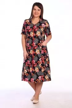 Халат трикотажный Зара (розовые цветы)