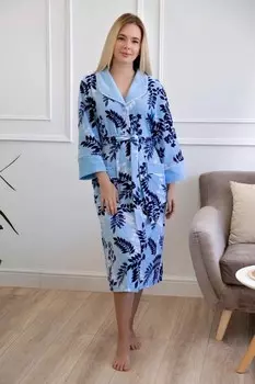 Халат велюровый Алета (голубой)