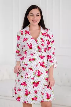 Халат велюровый Алишия (малиновые цветы)