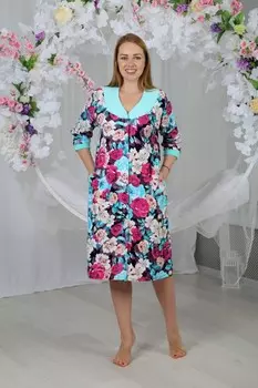 Халат велюровый Алита (голубой) рр