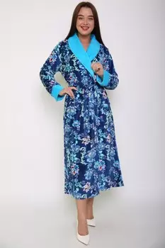 Халат велюровый Аннема (синий)
