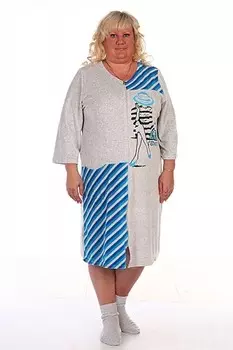 Халат велюровый Дамалис (серо-голубой) рр