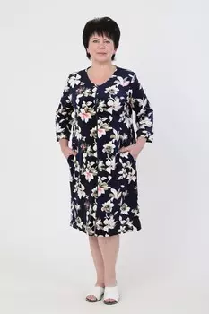 Халат велюровый Евдокия (белые цветы)