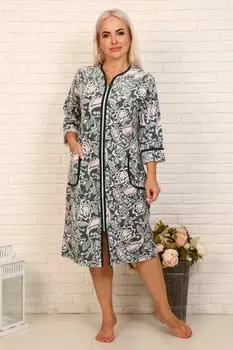 Халат велюровый Халида (хаки)