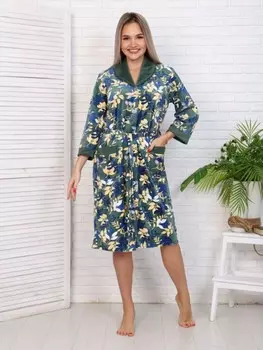 Халат велюровый Каторина (хаки)