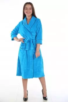 Халат велюровый Линда (голубой)
