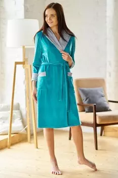 Халат велюровый Любимая (бирюзовый)