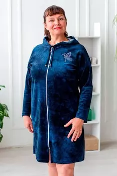 Халат велюровый Мадина (темно-синий)