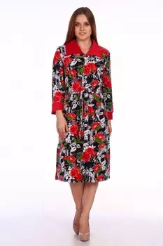Халат велюровый Милианна (красные цветы) рр