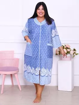 Халат велюровый Молния (голубой)