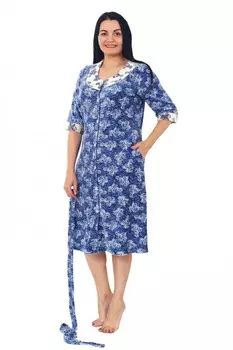 Халат велюровый Наташа (синий)