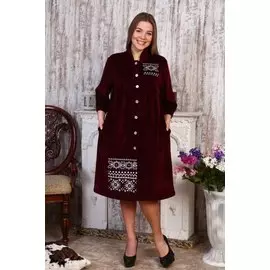 Халат велюровый Орнамент (бордовый)