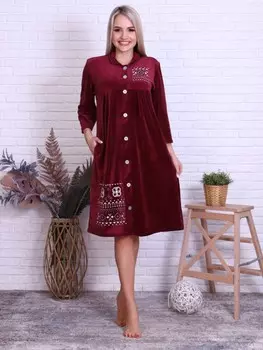 Халат велюровый Орнамент (бордовый) рр