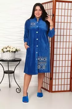 Халат велюровый Орнамент (индиго)