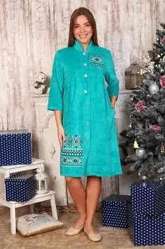 Халат велюровый Орнамент (зеленый)