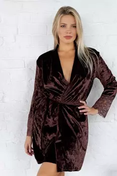 Халат велюровый Пальмира (шоколадный)