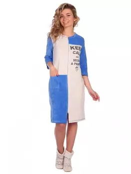 Халат велюровый Панда (синий) рр