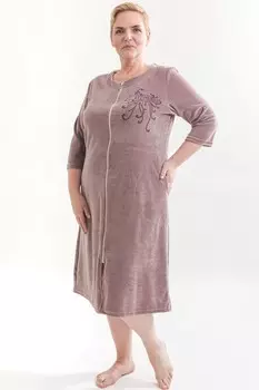 Халат велюровый Розинн (фиолетово-серый)