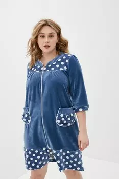 Халат велюровый Сабина (голубой)