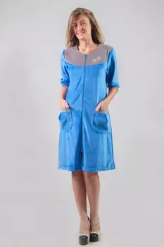 Халат велюровый Скай (голубой) рр