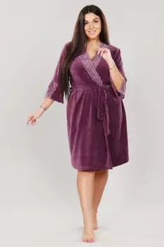 Халат велюровый Стефани (лиловый)