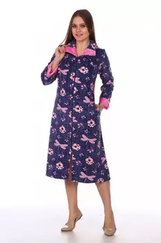 Халат велюровый Стрекоза (розовые цветы) рр