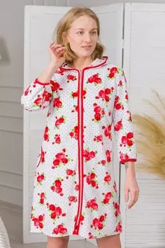 Халат велюровый Валенси (красные розы)