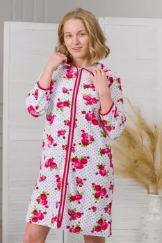 Халат велюровый Валенси (малиновые розы)