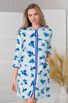 Халат велюровый Валенси (синие розы)