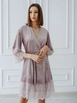 Халат вискозный Беатриса (бежевый)