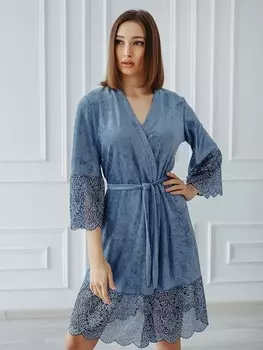 Халат вискозный Беатриса (голубой)