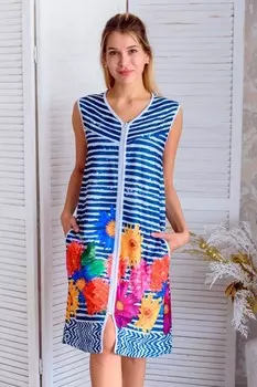 Халат вискозный Евлампия (синий)