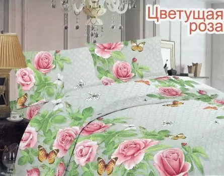 Комплект из бязи 2 сп. европростынь Цветущая роза