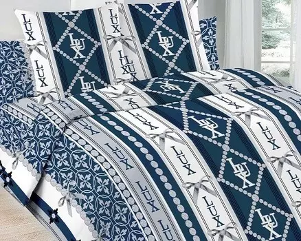 Комплект из бязи 2 сп. европростынь Маэстро (бело-синий)